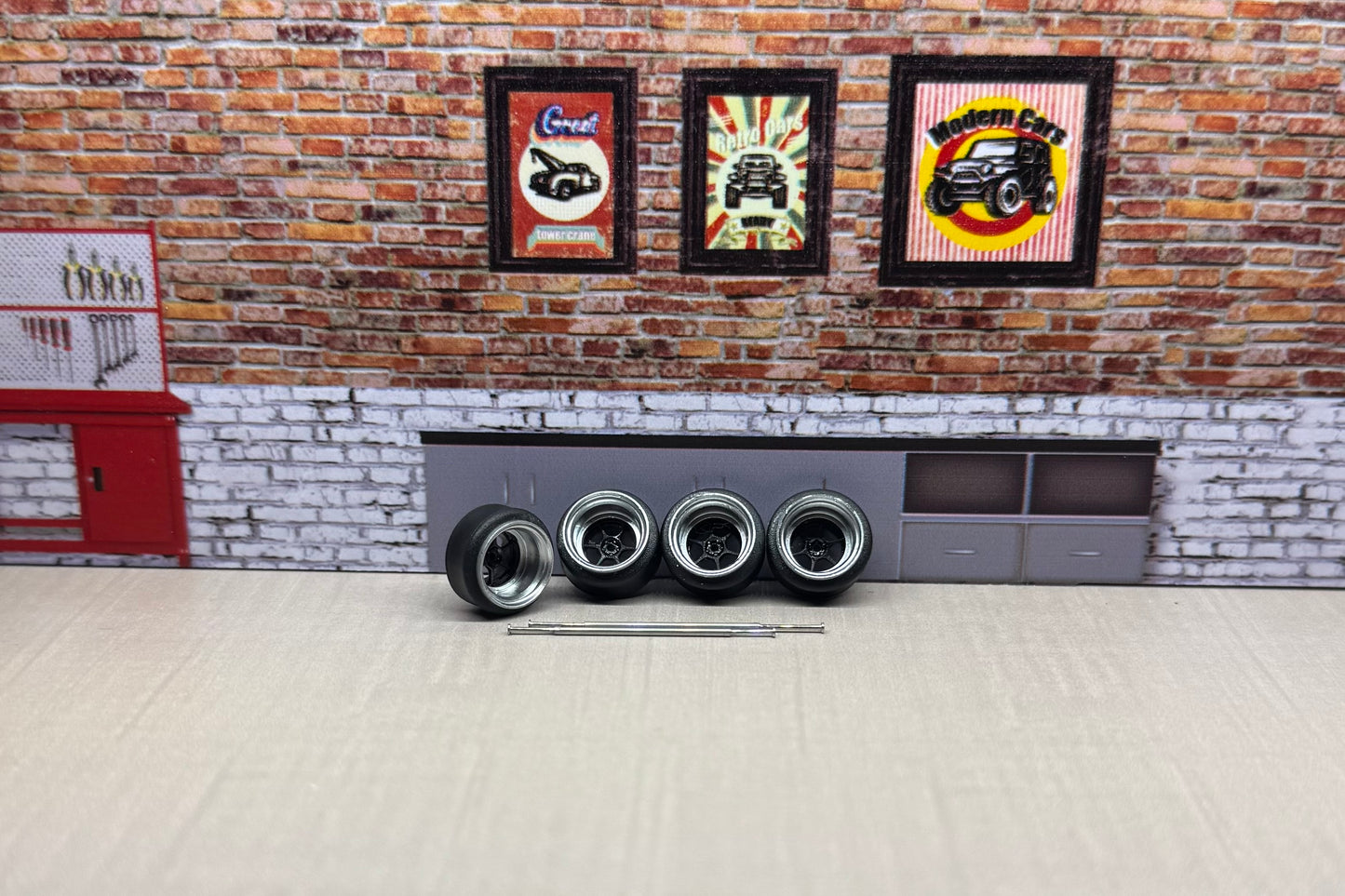 1:64 Chrome/black Deep Dish Rims For hot Wheels And Match Box