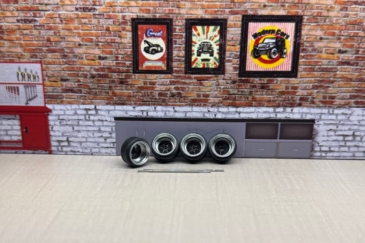 1:64 Chrome/black Deep Dish Rims For hot Wheels And Match Box