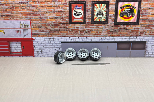 1:64 Chrome/white Advan Rims For Custom Hot Wheels And Match Box