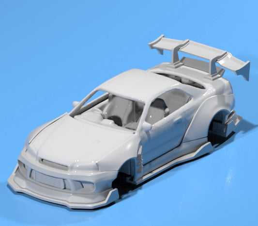 BLS Style body kit for hot wheels Nissan R34 (PLUG&PLAY)