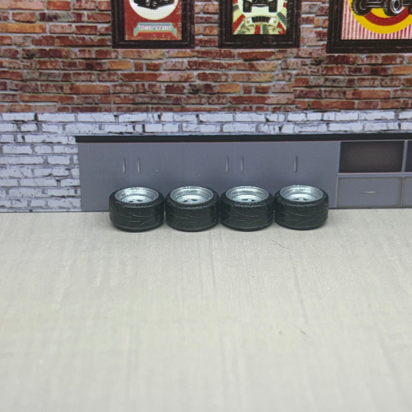 Treaded chrome deep dish rims for hot wheels and match box 1:64