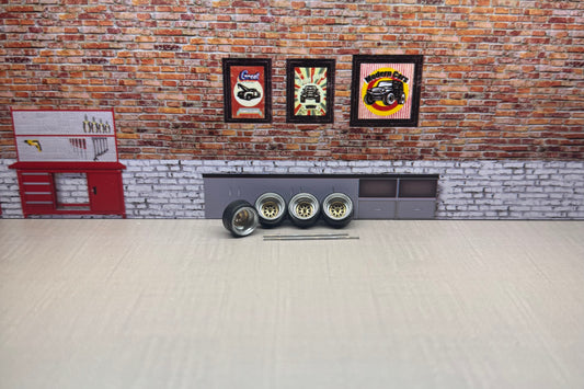 1:64 Chrome/gold Deep Dish Rims For Custom Hot Wheels And Match Box