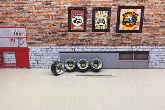 1:64 Chrome/gold Deep dish rims For hot wheels and match box