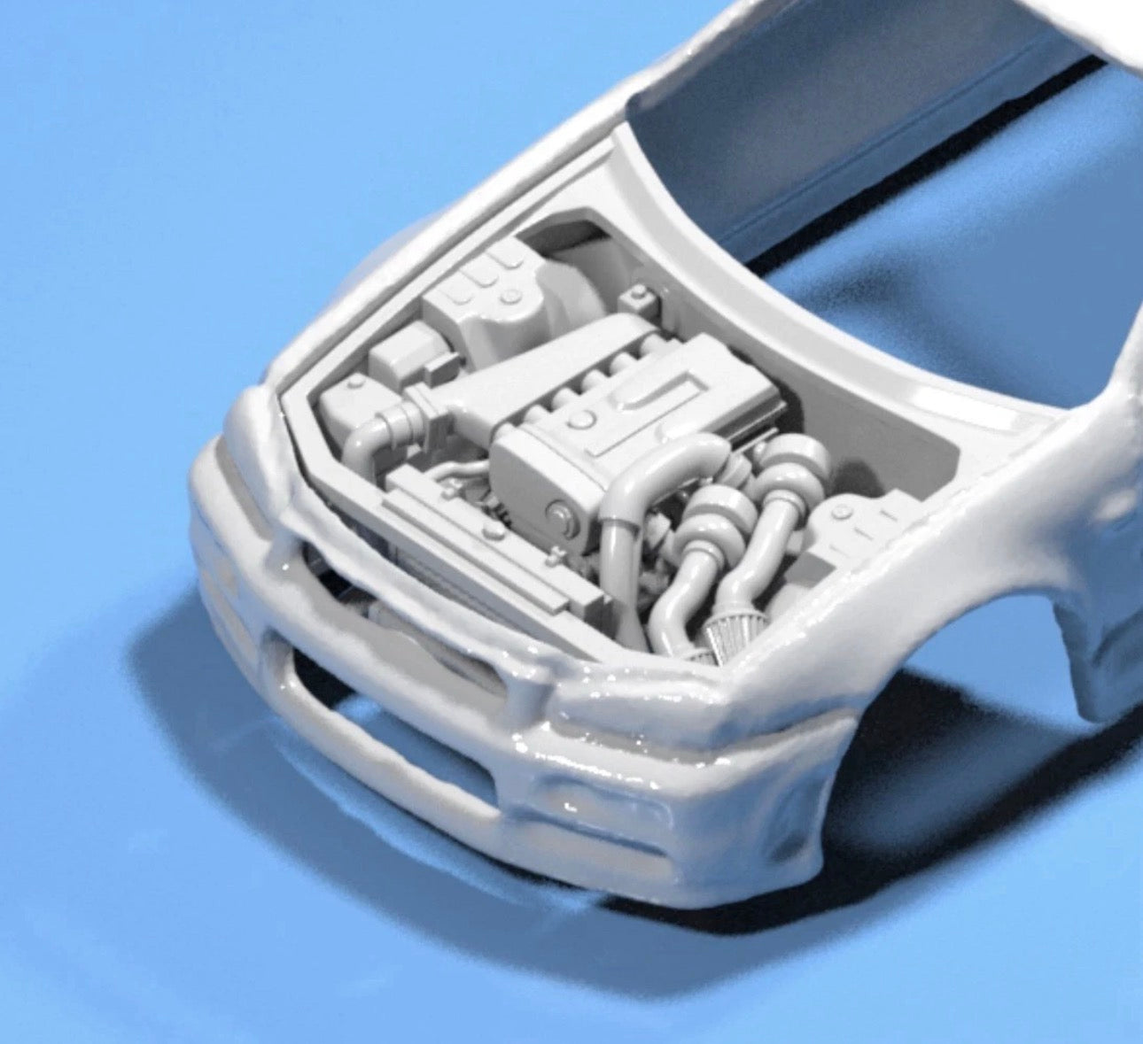 1:64 Engine And Engine Bay For Hot Wheels Nissan Skyline R34