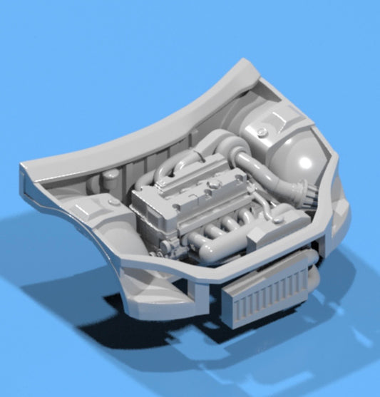 Engine and engine bay for hot wheels Honda civic ek9