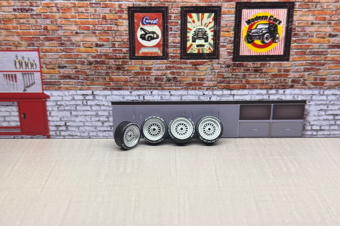 1:64 chrome/advan rims for hot wheels and match box