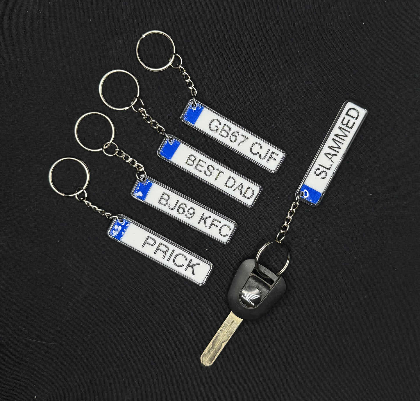 Personalized number plate key rings