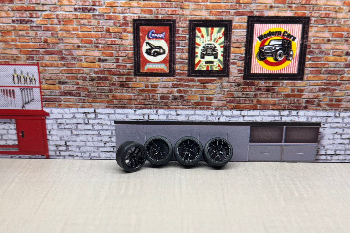 1:64 black bbs style rims for hot wheels and match box