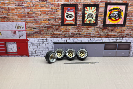 1:64 Chrome/gold Deep Dish Rims for Hot Wheels And Match Box