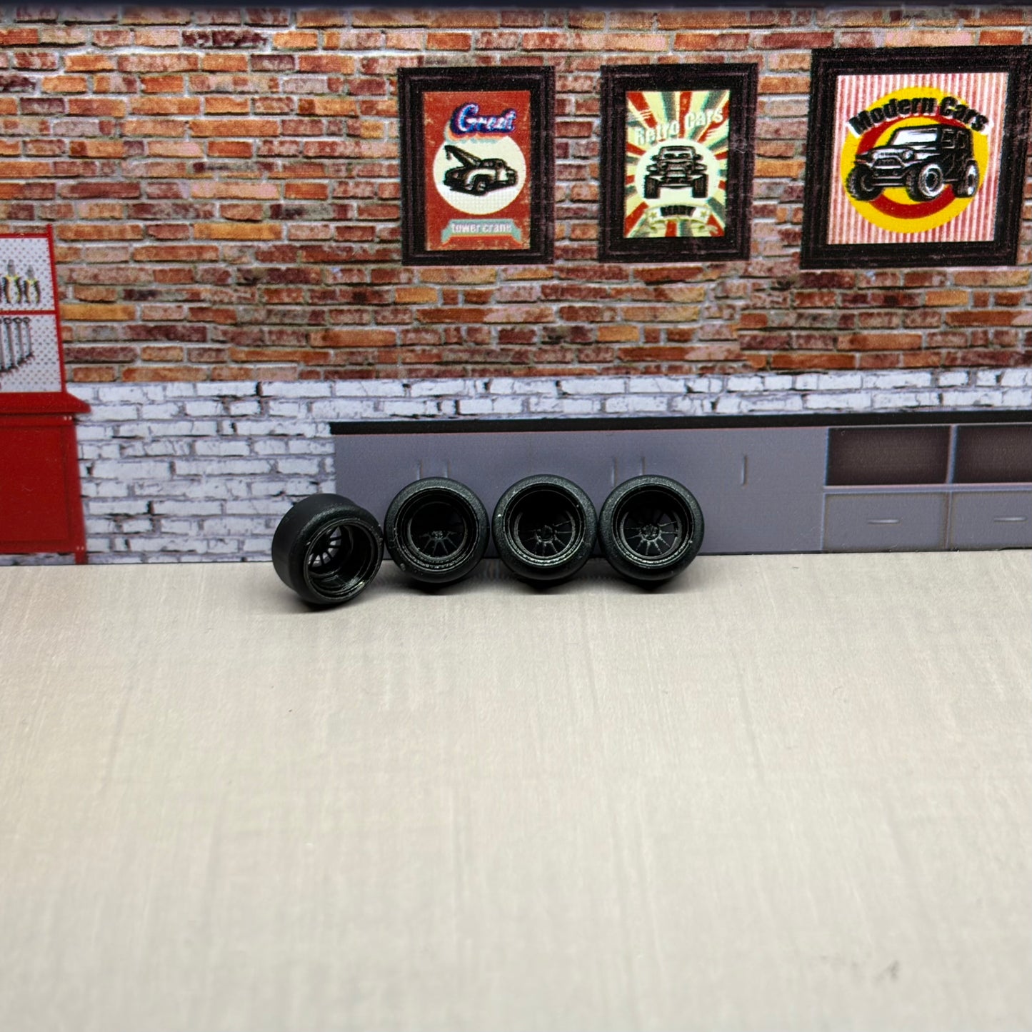 Black on black deep dish rims for hot wheels and match box 1:64