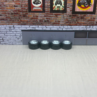 Treaded white deep dish rims for hot wheels and match box 1:64