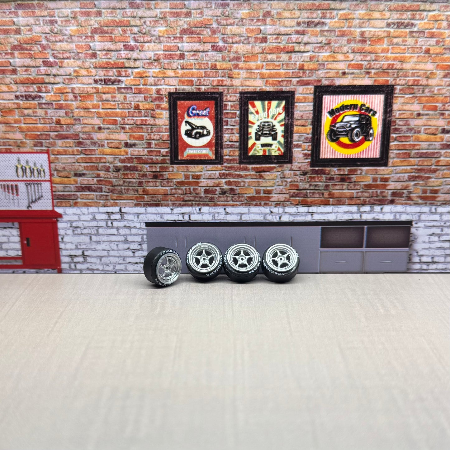 1:64 chrome/advan star rims for hot wheels and match box