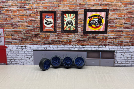1:64 blue rims for hot wheels and match box