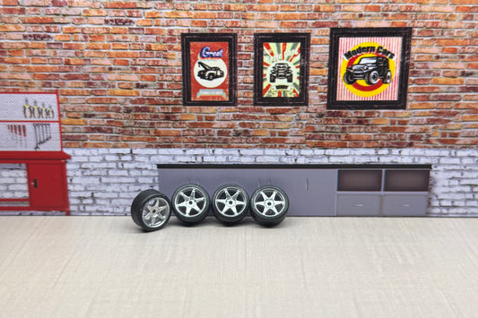 1:64 chrome volk style rims for hot wheels and match box