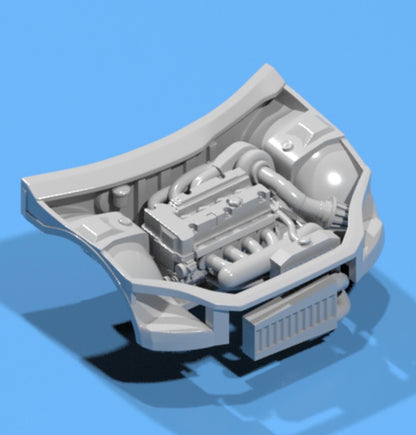 Engine and engine bay for hot wheels Honda civic ek9